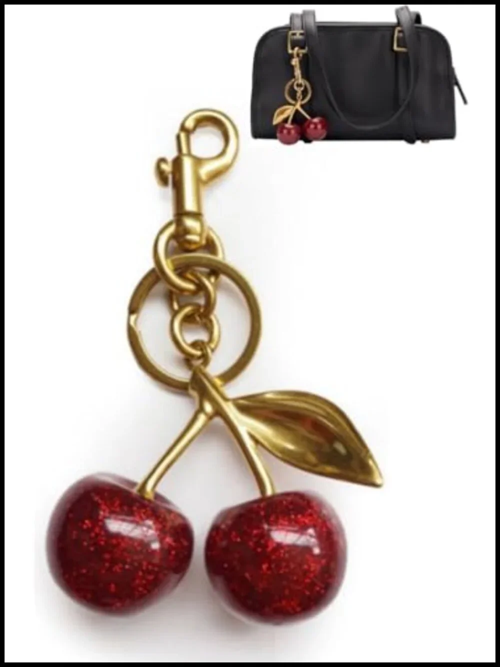 Cherry Bag Charm Keychain Cute Purse Charm Gift for Women